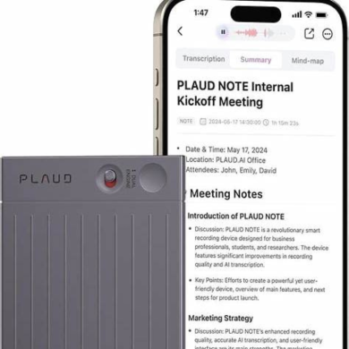 PLAUD NOTE – Enregistreur vocal AI, transcription & résumé intelligent