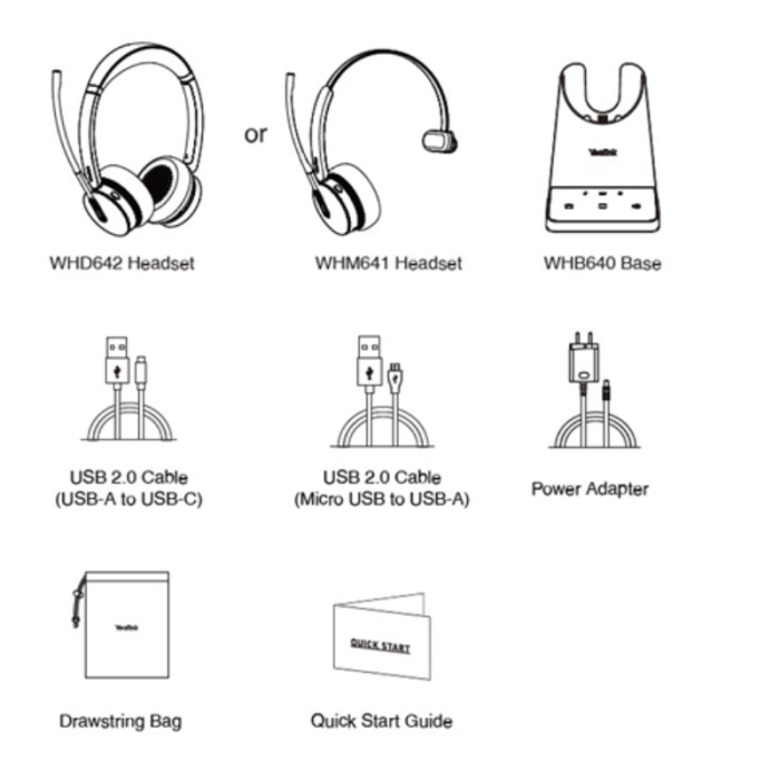 Yealink - Casque DECT monaural WH64 UC& Teams avec base