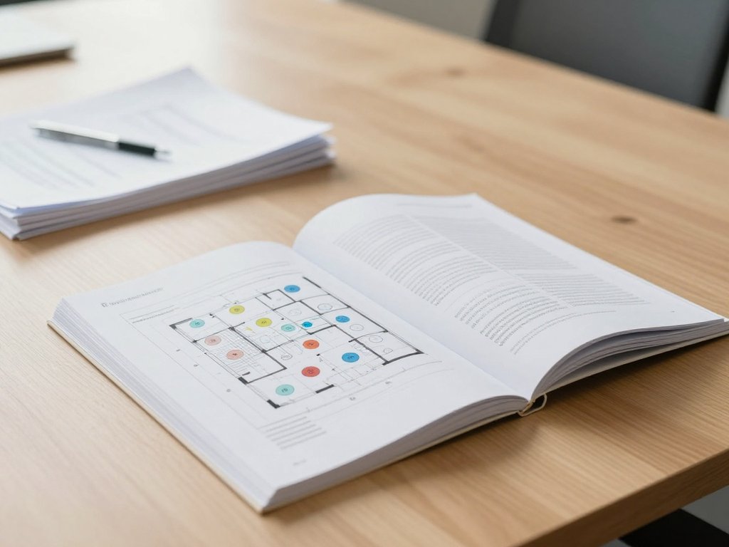 Rapport d'étude DECT ouvert sur un plan annoté des bornes, posé sur une table de réunion